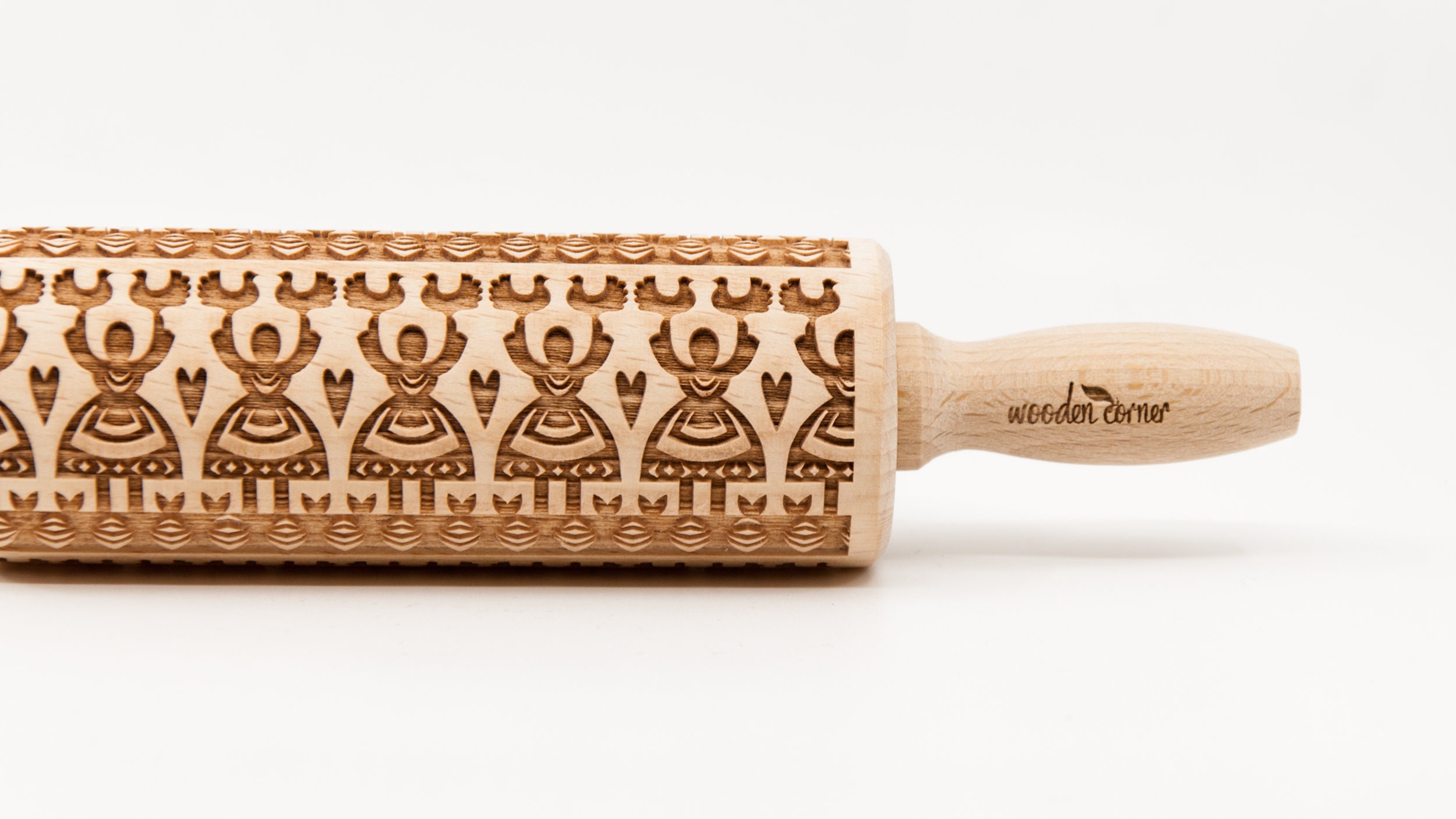 Engraved rolling pin, embossed rolling pin, with flower - Inspire