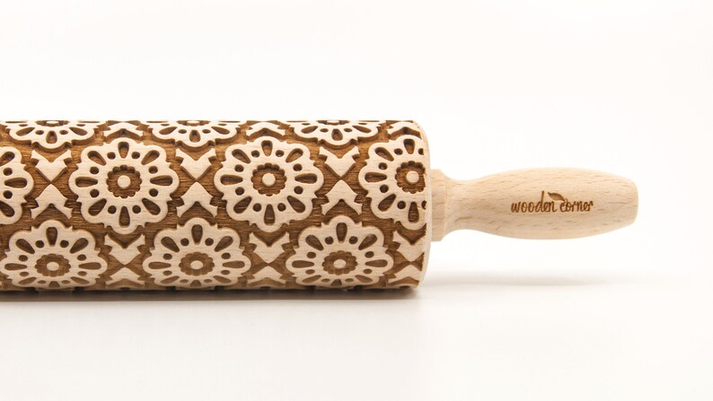 No. R277 ROSETTE MAROCO Embossing Rolling pin, engraved rolling pin no. 277 image 1