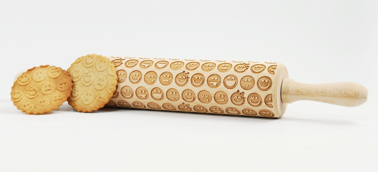 Emoticons embossing rolling pin engraved rolling pin Etsy