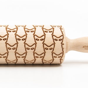 No. R097 CATS No. 2 Embossing rolling pin Engraved rolling pin Art Deco Cats image 1