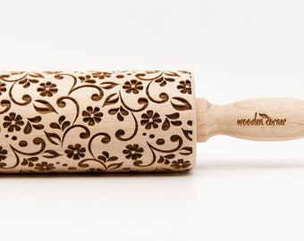 No. R027 DELICATE FLORAL PATTERN, embossing rolling pin, engraved rolling pin
