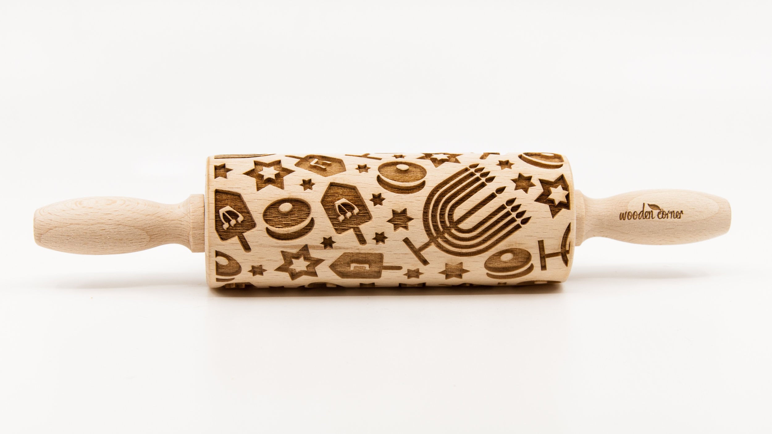 Wooden Embossing Small Rolling Pin With Hanukkah Candles - Temu