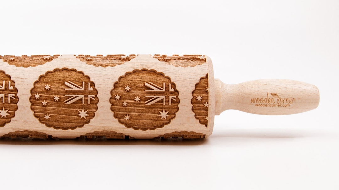 Roilling Pin Sticker No. R173 FLAGS AUSTRALIA Pattern, Rolling Pin, Engraved Rolling ...
