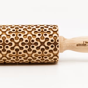 No. R142 GEOMETRIC 4 - Embossing rolling pin, Engraved Rolling Pin, Embossed Rolling Pin, Wooden Rolling pin