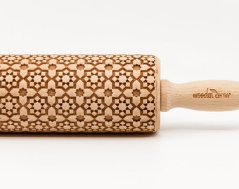 No. R075 ALHAMBRA 5 ANDALUSIA, Rolling Pin, Engraved Rolling, Embossed rolling pin, Wooden Rolling pin