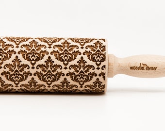 No. R150 VICTORIAN STYLE 3 pattern, Rolling Pin, Engraved Rolling, Rolling Pin, Embossed rolling pin, Wooden Rolling pin