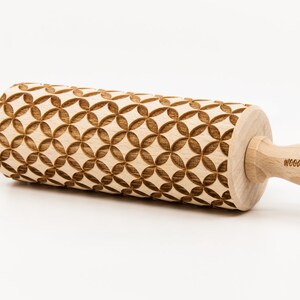 No. R212, GEOMETRIC 9 pattern, Rolling Pin, Engraved Rolling, Rolling Pin, Embossed rolling pin, Wooden Rolling pin image 4