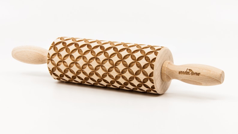 No. R212, GEOMETRIC 9 pattern, Rolling Pin, Engraved Rolling, Rolling Pin, Embossed rolling pin, Wooden Rolling pin image 4