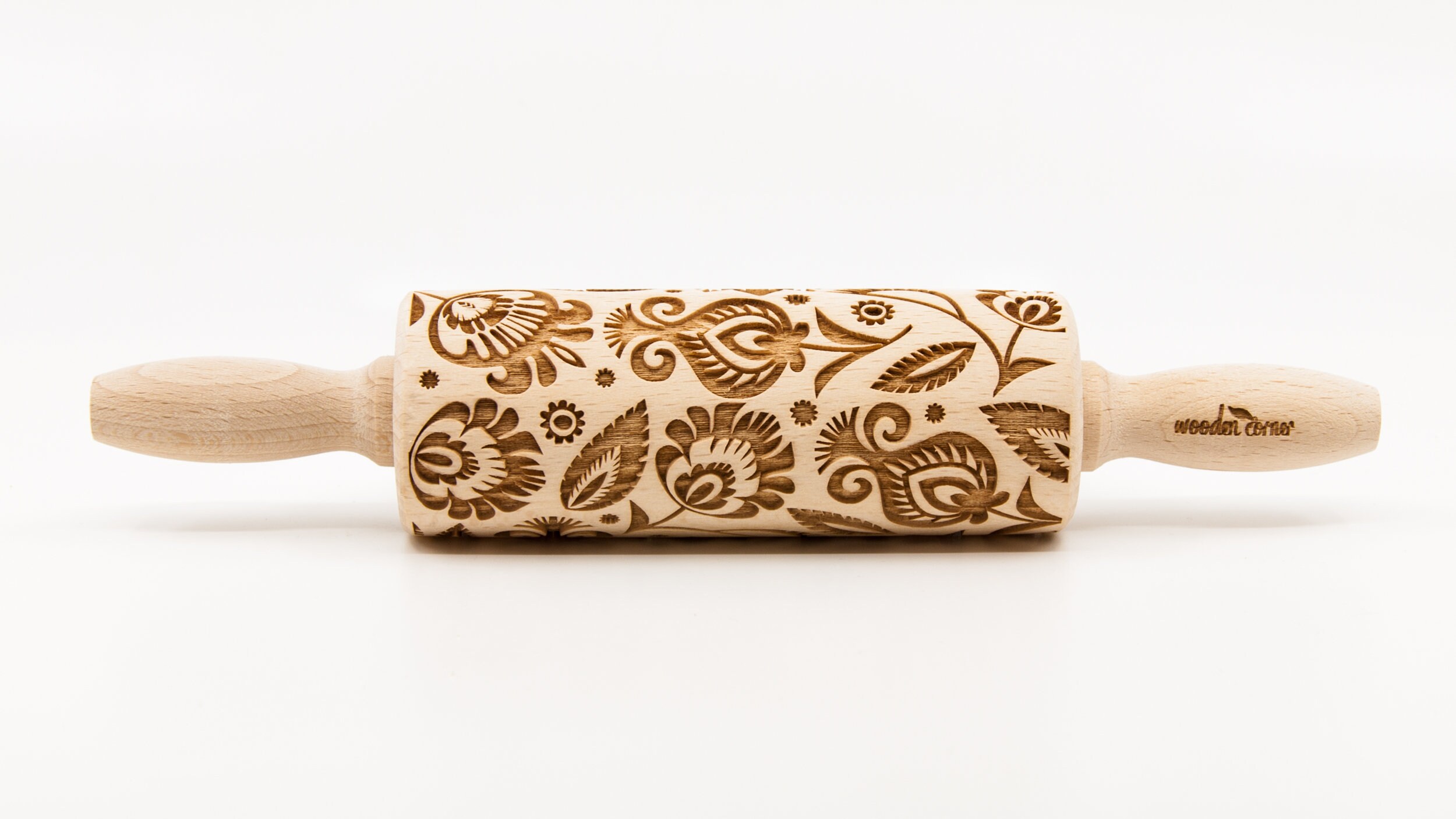 No. R219 POLISH FOLK FLOWERS 3 pattern, Rolling Pin, Engraved Rolling