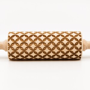 No. R212, GEOMETRIC 9 pattern, Rolling Pin, Engraved Rolling, Rolling Pin, Embossed rolling pin, Wooden Rolling pin image 2