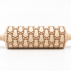 No. R097 CATS No. 2 Embossing rolling pin Engraved rolling pin Art Deco Cats image 3