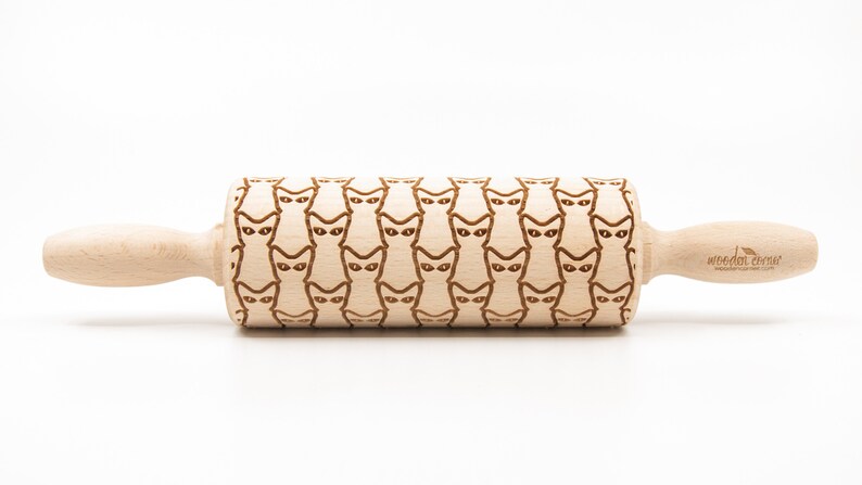 No. R097 CATS No. 2 Embossing rolling pin Engraved rolling pin Art Deco Cats image 3