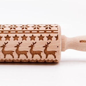 No. R034 North land, Christmas Rolling Pin Engraved Rolling Pin, Rolling Pin, Embossed Cookies, Wooden Rolling pin