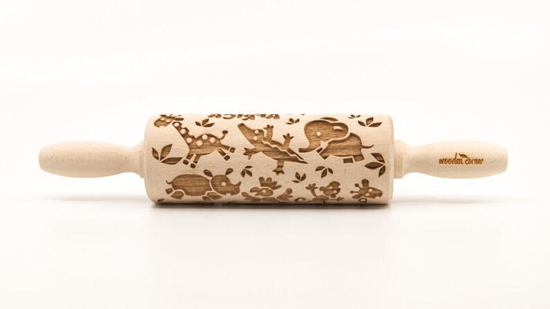 No. R332 ZOO AFRICA Embossing Rolling pin, engraved rolling pin no. 332 image 3