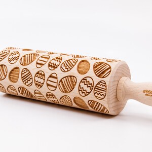 No. R136 HAPPY EASTER 2 Embossing Rolling pin, engraved rolling pin image 3