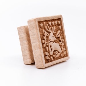 No. S163 DEER 2, Wooden stamp deeply engraved, deer, gift, Wooden Toys, Stamp, Baking Gift, image 2