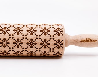 No. R020 Floral pattern, embossing rolling pin, engraved rolling pin