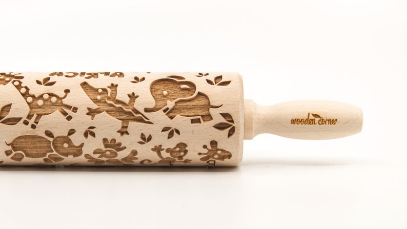 No. R332 ZOO AFRICA Embossing Rolling pin, engraved rolling pin no. 332 image 1