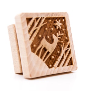 No. S041 Wooden stamp deeply engraved, Wooden Toys, Stamp, Baking Gift, Christmas, Winter, Reindeer image 2