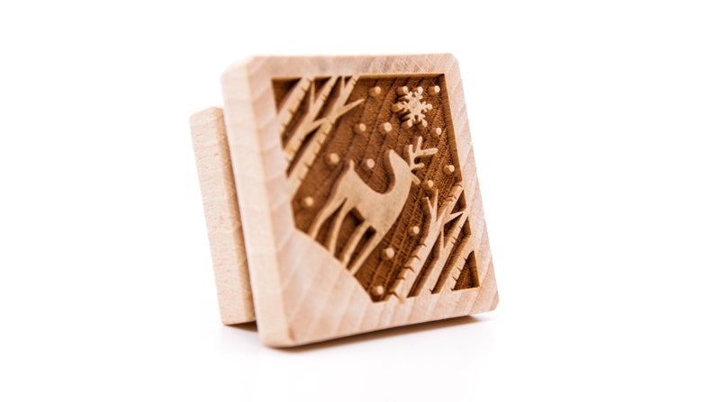 No. S041 Wooden stamp deeply engraved, Wooden Toys, Stamp, Baking Gift, Christmas, Winter, Reindeer image 2