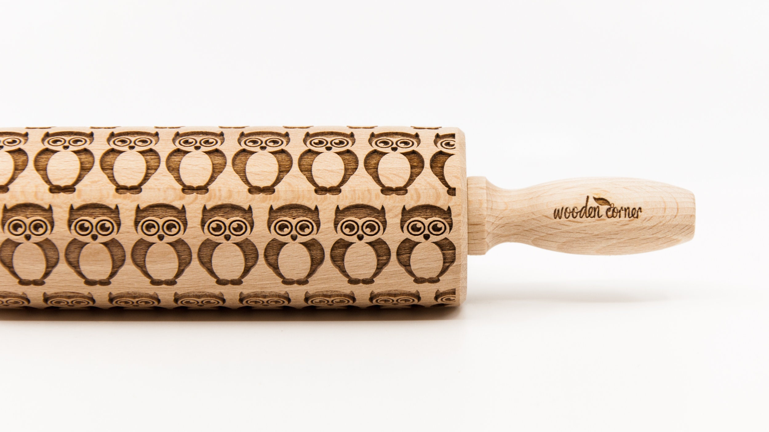 OWLS 2 pattern, Rolling Pin, Engraved Rolling, Rolling Pin, Embossed