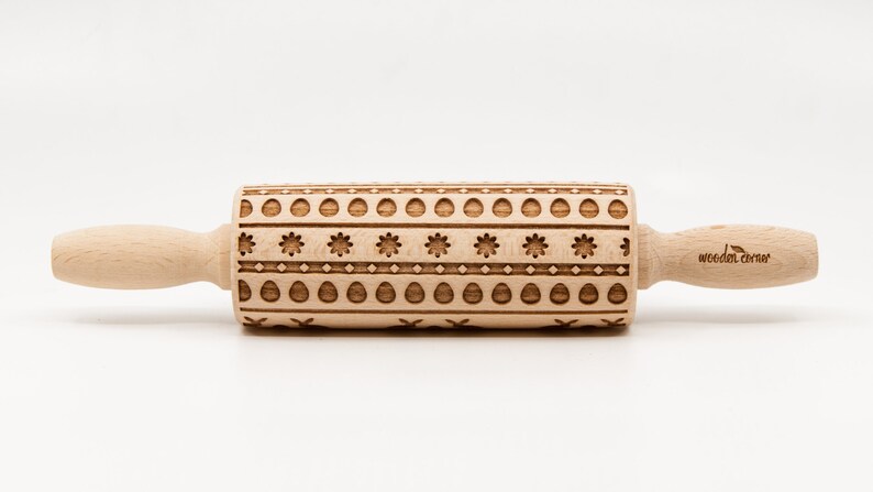 No. R138 CUTE BUNNIES Rolling Pin, Engraved Rolling Pin, Rolling Pin, Embossed Cookies, Wooden rolling pin image 4