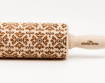 No. R065 VICTORIAN STYLE 2 Rolling Pin Engraved Rolling Pin Gift Rolling Pin Rolling PiN for Embossed Cookies Wooden Rolling pin