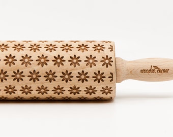 No. R022 SPRING FOWERS embossing rolling pin, laser engraved rolling pin