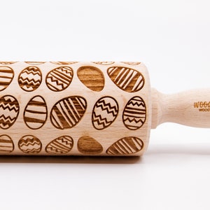 No. R136 HAPPY EASTER 2 Embossing Rolling pin, engraved rolling pin image 1