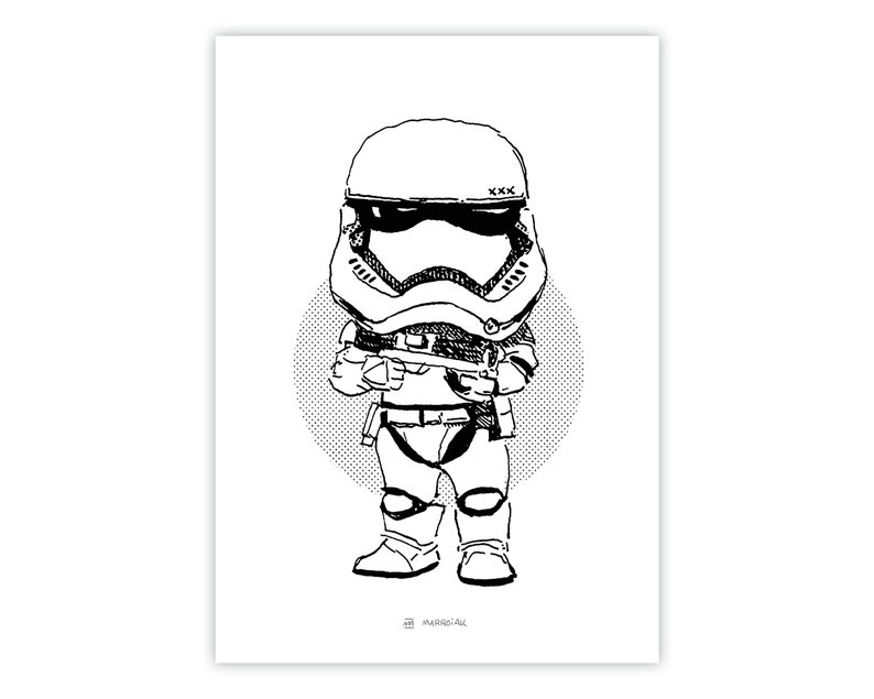 Star Wars Druck: Stormtrooper Zeichnung schwarz und weiß | Etsy