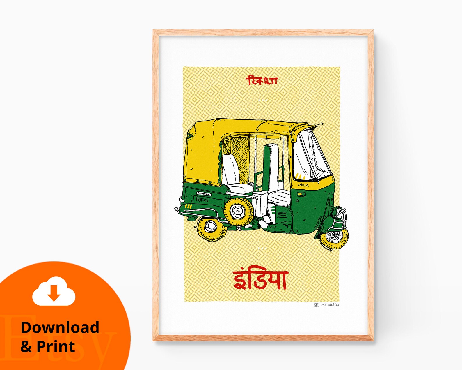PRINTABLE: Auto rickshaw illustration Wall art print | Etsy