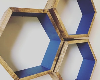 Grande étagère en nid d'abeille saphir, étagère behive, étagère modulaire, étagère hexagonale, cubby, étagère cubby, étagère hexagonale, cubby hexagone, saphir