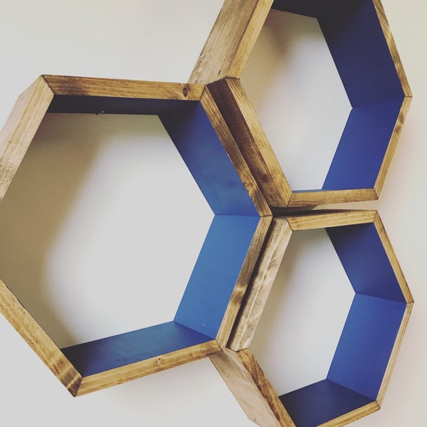Large Sapphire honeycomb shelf, behive shelving, modular shelving, hexagon shelf, cubby, cubby shelf, hexagon shelf, hexagon cubby, sapphire