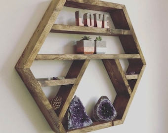 Hexagon crystal display shelf