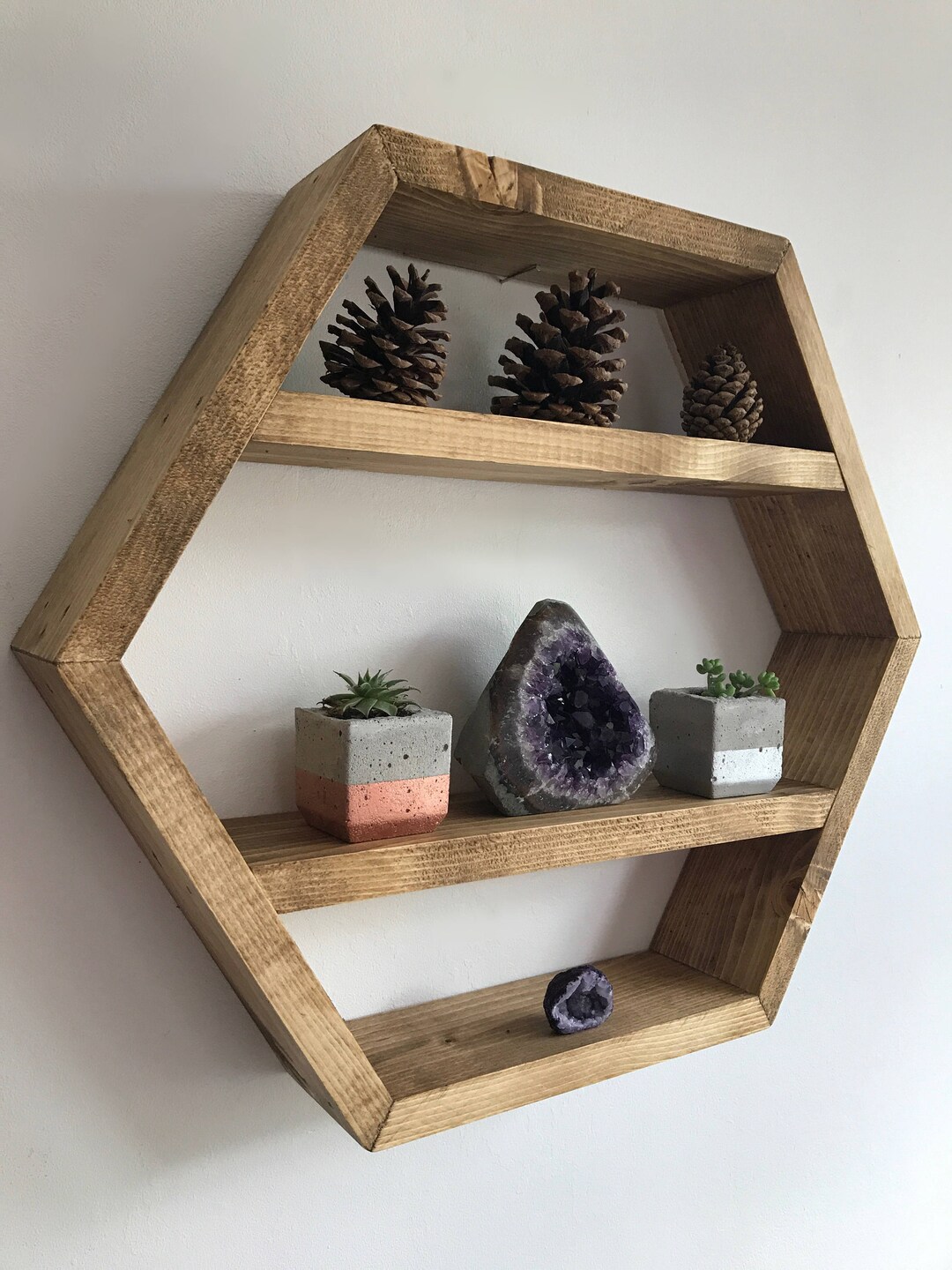Hexagon Shelf, Shelf, Hexagonal Shelf, Rustic Shelf, Wood Shelf, Geometric, Crystal