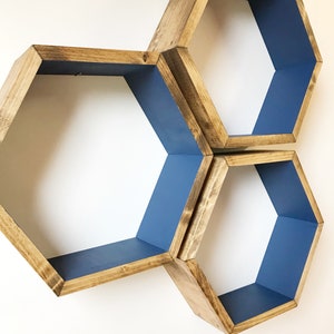 Large Hexagon shelf, hexagon shelves, honeycomb shelf, honeycomb shelves, floating hexagon shelf, floating honeycomb shelves, boho, hexagon image 9