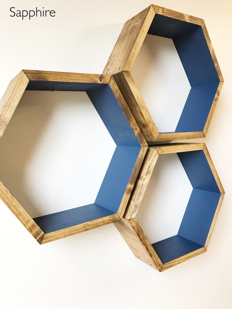 Large Hexagon shelf, hexagon shelves, honeycomb shelf, honeycomb shelves, floating hexagon shelf, floating honeycomb shelves, boho, hexagon image 9