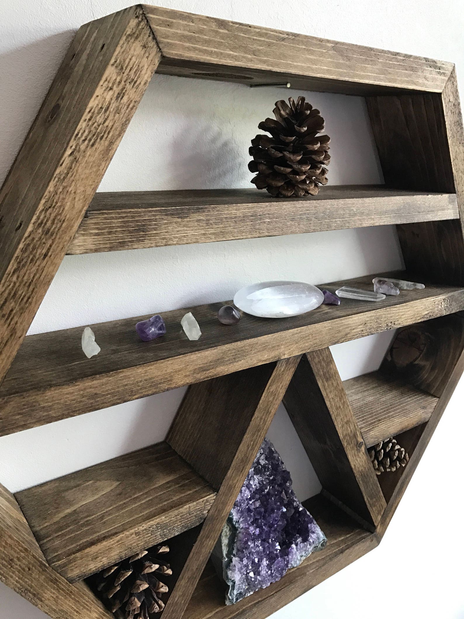 Crystal Display Shelf Hexagon Shelf Wall Shelf for Crystals Etsy UK