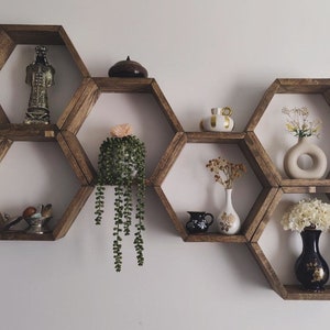 Large Hexagon shelf, hexagon shelf, honeycomb shelf, honeycomb shelves, floating hexagon shelf, floating honeycomb shelves, LoveLifeWood