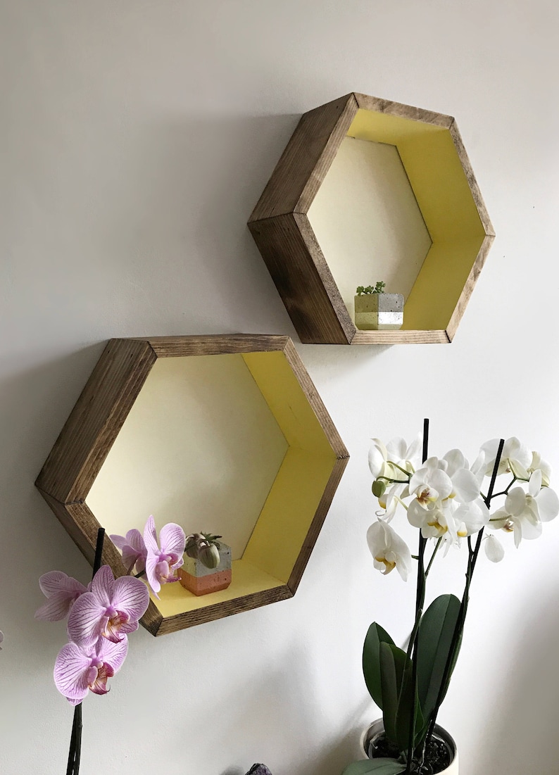 Large hexagon shelf hexagonal cubbies hexagon cubbie wall Etsy