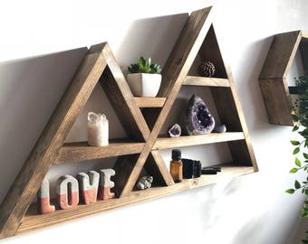 Mountain Shelf, Wood Crystal Altar, Essential Oil Display