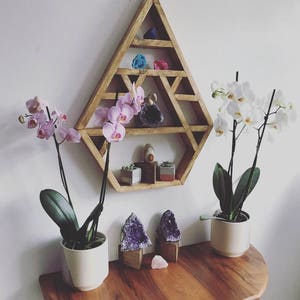 Bohemian style crystal display shelf, boho decor, scandi, crystal shelf, boho home decor, wall display, quirky shelf, gem shelf