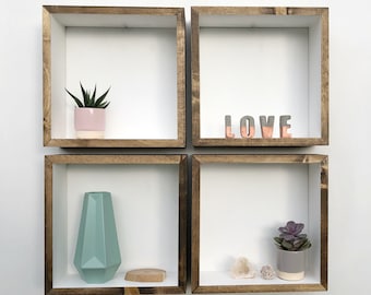 Box shelf - cube shelf - square shelf - modular shelving - floating shelf - geometric shelf - lovelifewood - white shelf - Trending deco