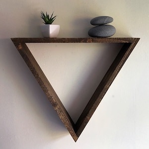 Triangle shelf, large triangle shelf, geometric wall shelf, triangle shelving, floating shelf, wood wall shelf, wood decor, wall shelving