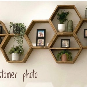 Large Hexagon shelf, hexagon shelves, honeycomb shelf, honeycomb shelves, floating hexagon shelf, floating honeycomb shelves, LoveLifeWood