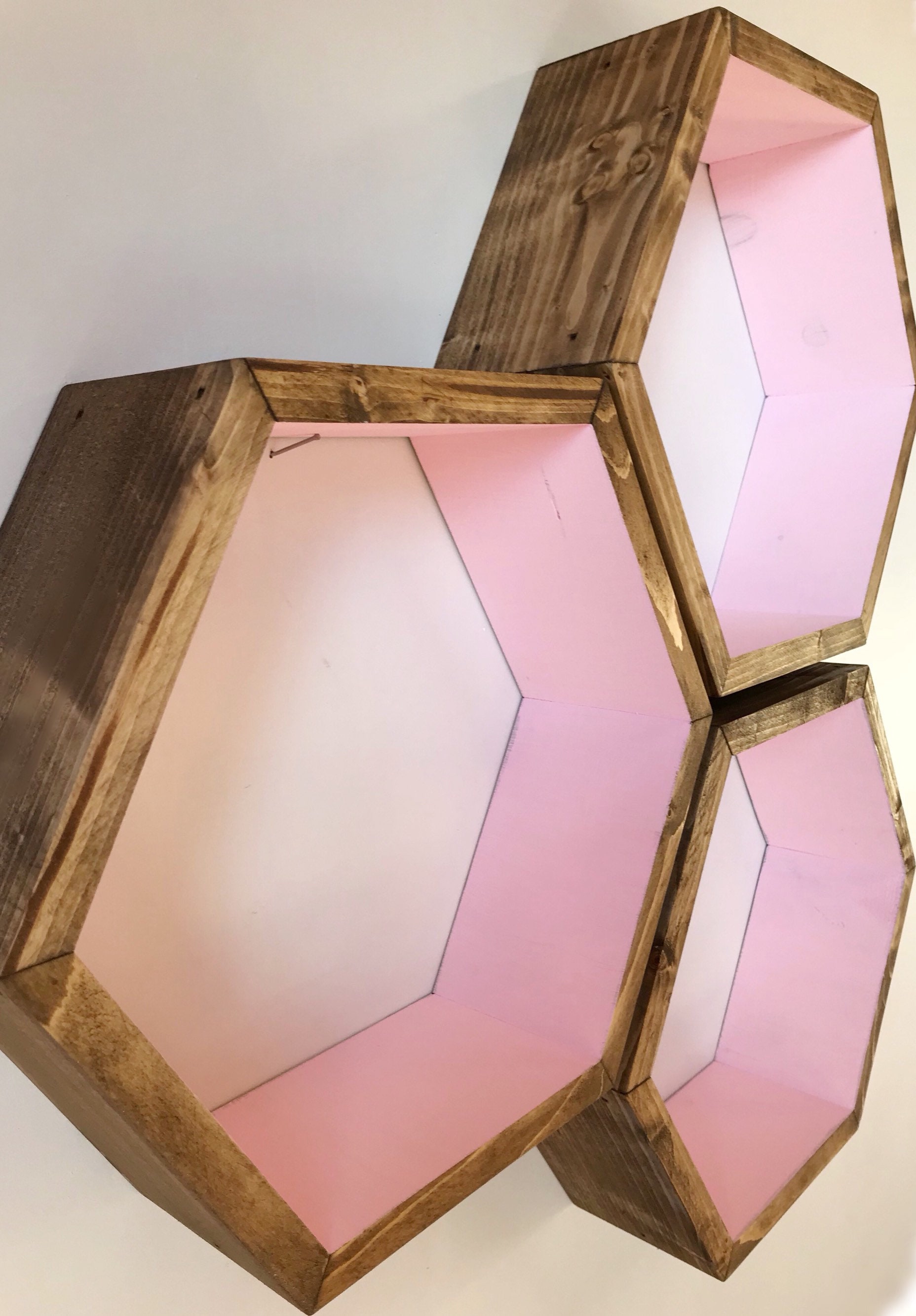 Large Pink Hexagon Shelf Hexagon Shelves Shelf Etsy