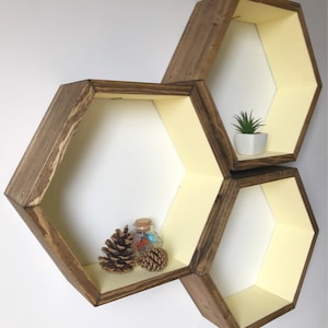 Set of 3 Large Yellow Honeycomb shelf, Yellow, yellow shelf, beehive shelf, hexagon, hexagon décor, quirky shelf, yellow décor