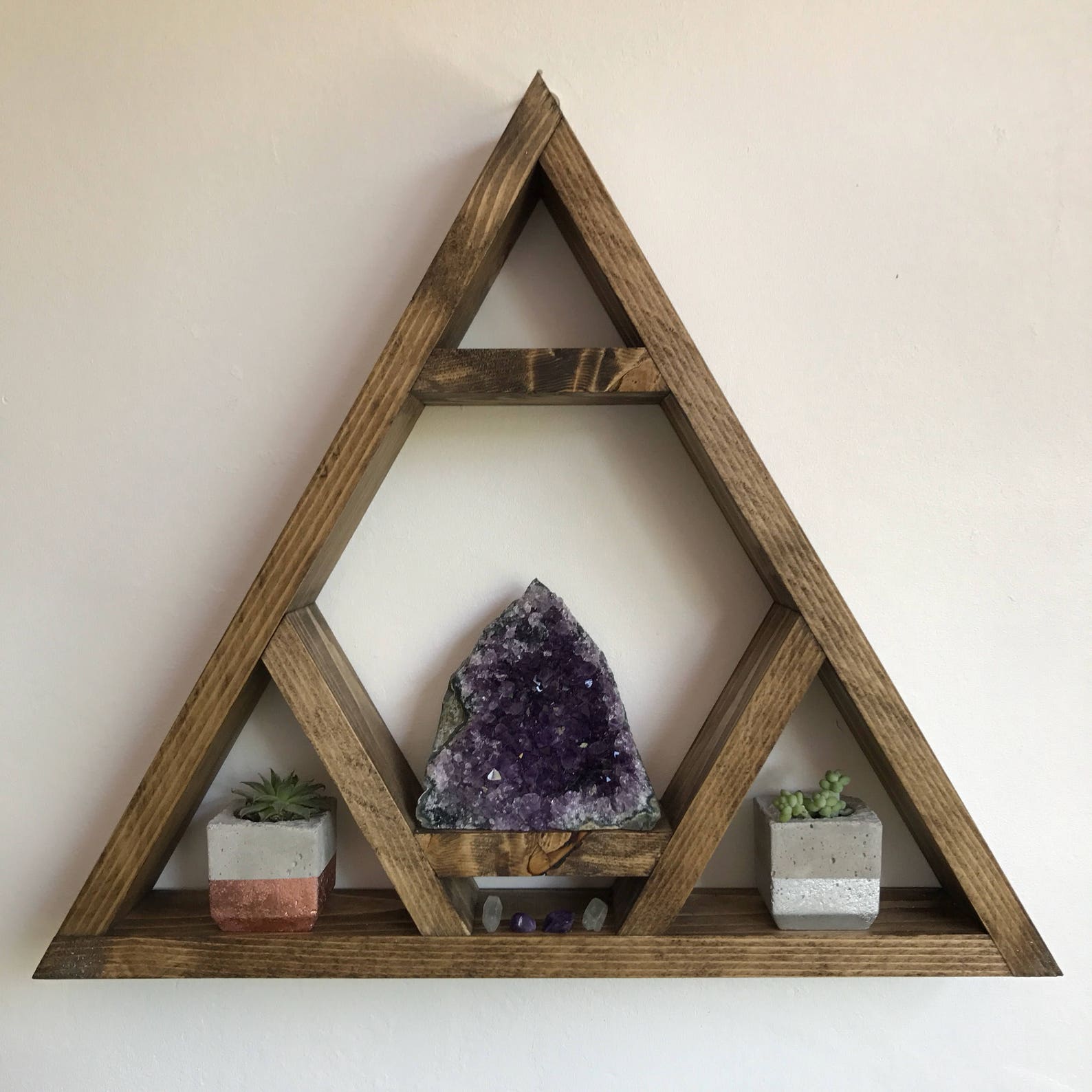 Altar Triangle Shelf Wood Triangle Shelf Crystal Display Etsy UK