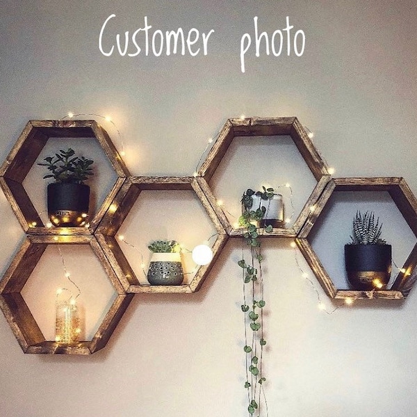 Large Hexagon shelf, hexagon shelves, honeycomb shelf, honeycomb shelves, floating hexagon shelf, floating honeycomb shelves, cottagecore