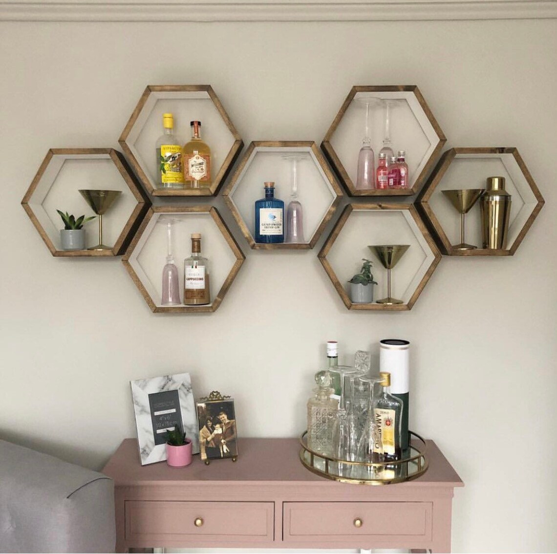 Large White Hexagon Shelf Hexagon Shelves Shelf Etsy